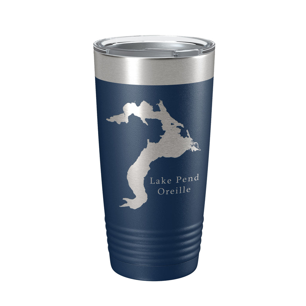 Lake Pend Oreille Map Tumbler Travel Mug Insulated Laser Engraved Coffee Cup Idaho 20 oz