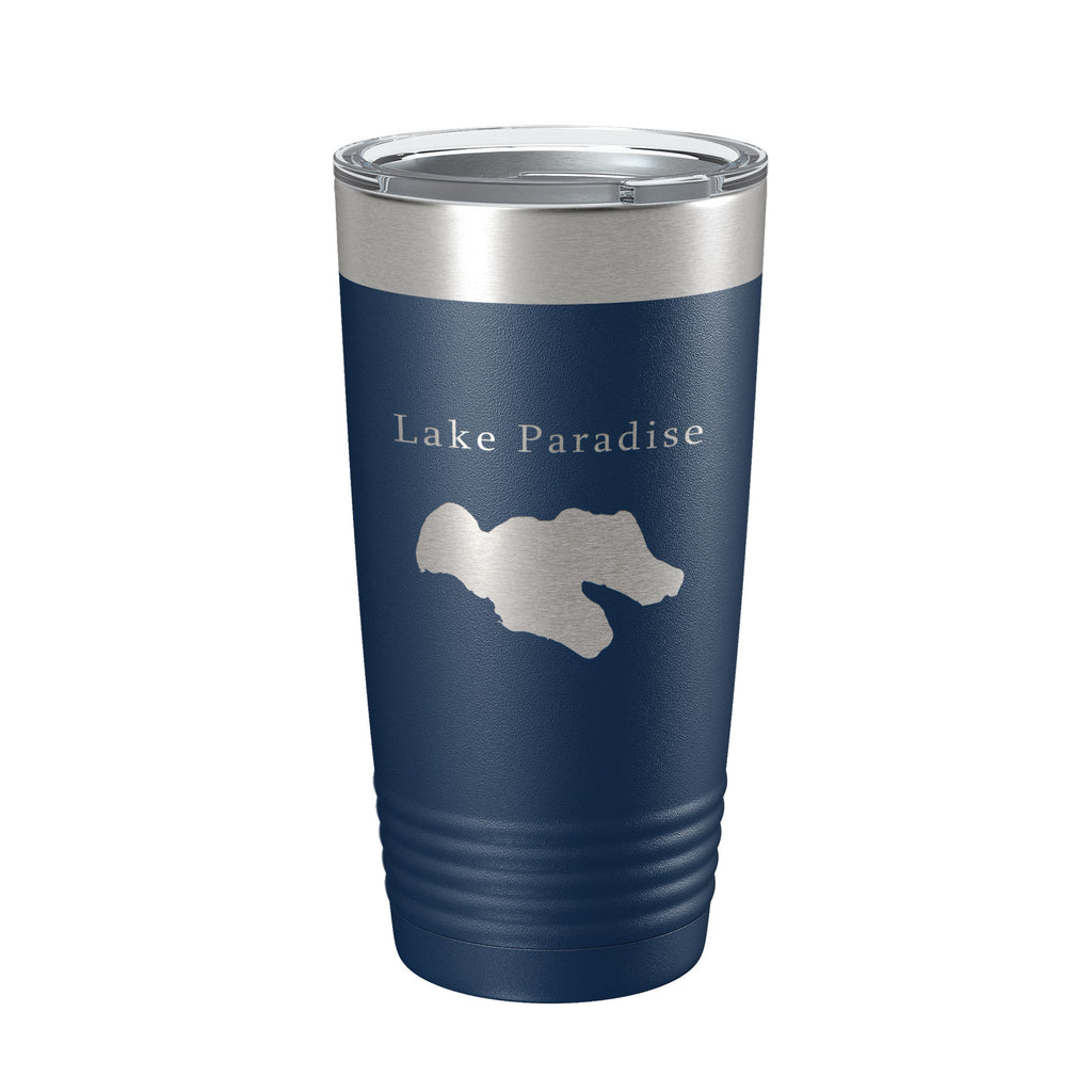 Lake Paradise Map Tumbler Travel Mug Insulated Laser Engraved Coffee Cup Michigan 20 oz