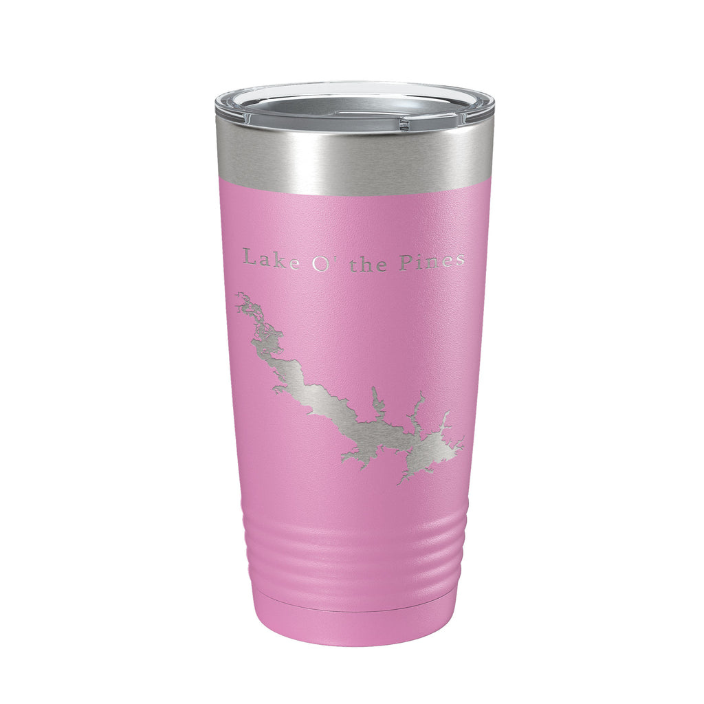Lake O' the Pines Map Tumbler Travel Mug Insulated Laser Engraved Coffee Cup Texas 20 oz