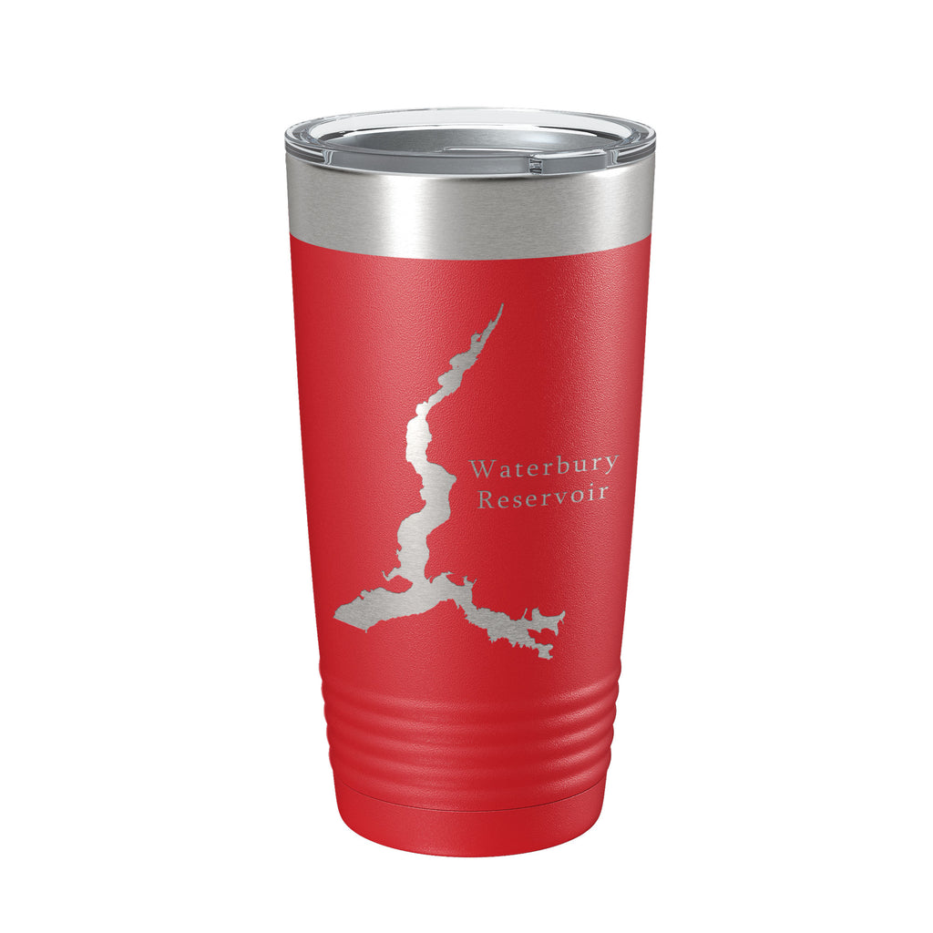 Waterbury Reservoir Tumbler Lake Map Travel Mug Insulated Laser Engraved Coffee Cup Vermont 20 oz