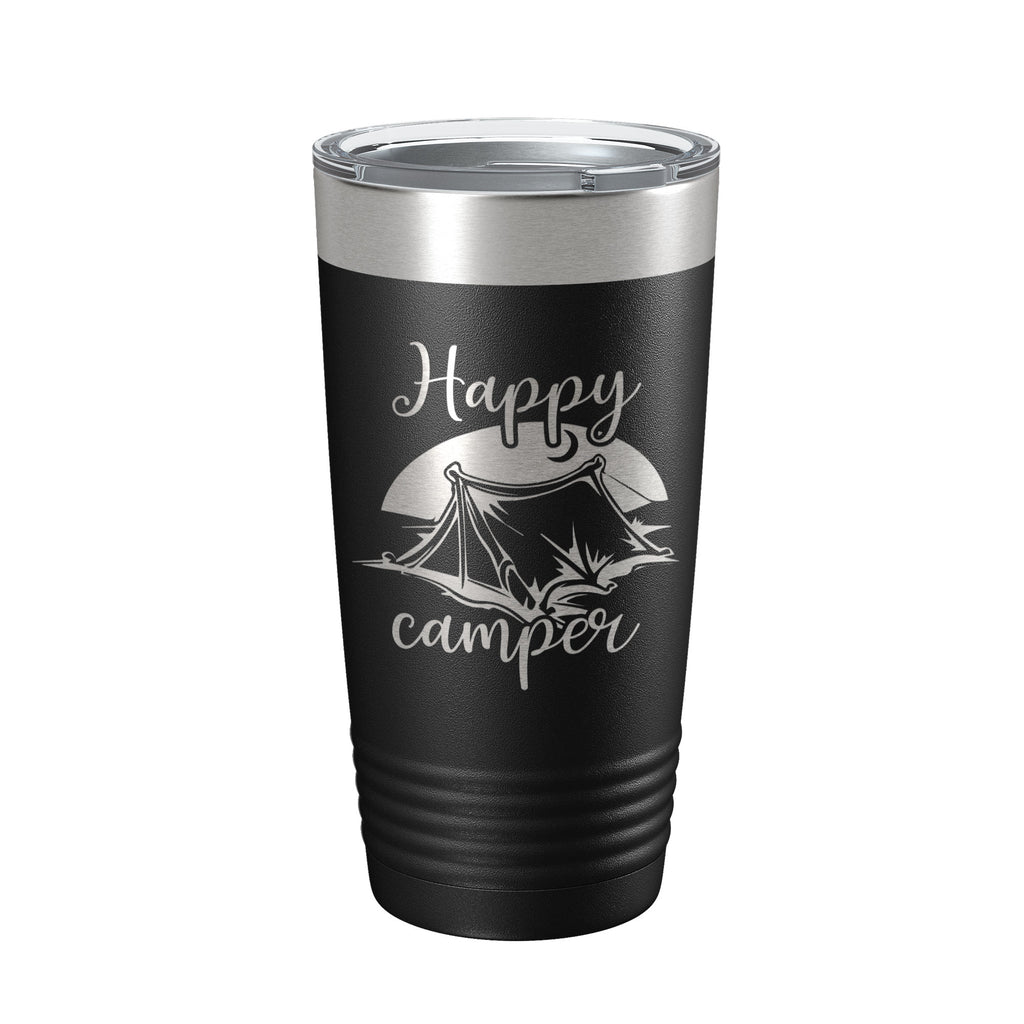 Happy Camper Tumbler Travel Mug Gift Insulated Laser Engraved Coffee Cup 20 oz