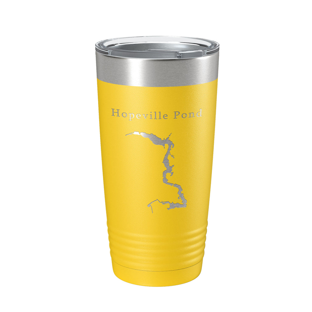 Hopeville Pond Tumbler Lake Map Travel Mug Insulated Laser Engraved Coffee Cup Connecticut 20 oz
