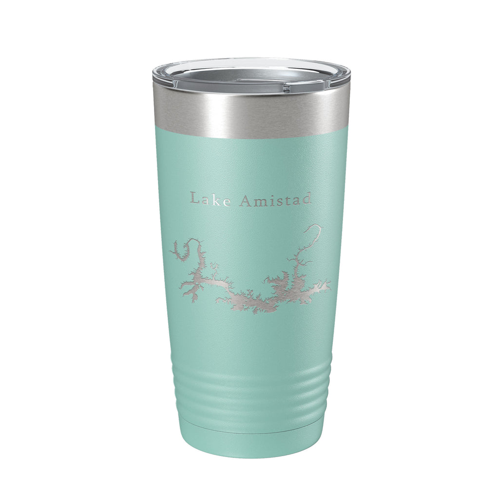Lake Amistad Reservoir Map Tumbler Travel Mug Insulated Laser Engraved Coffee Cup Texas 20 oz