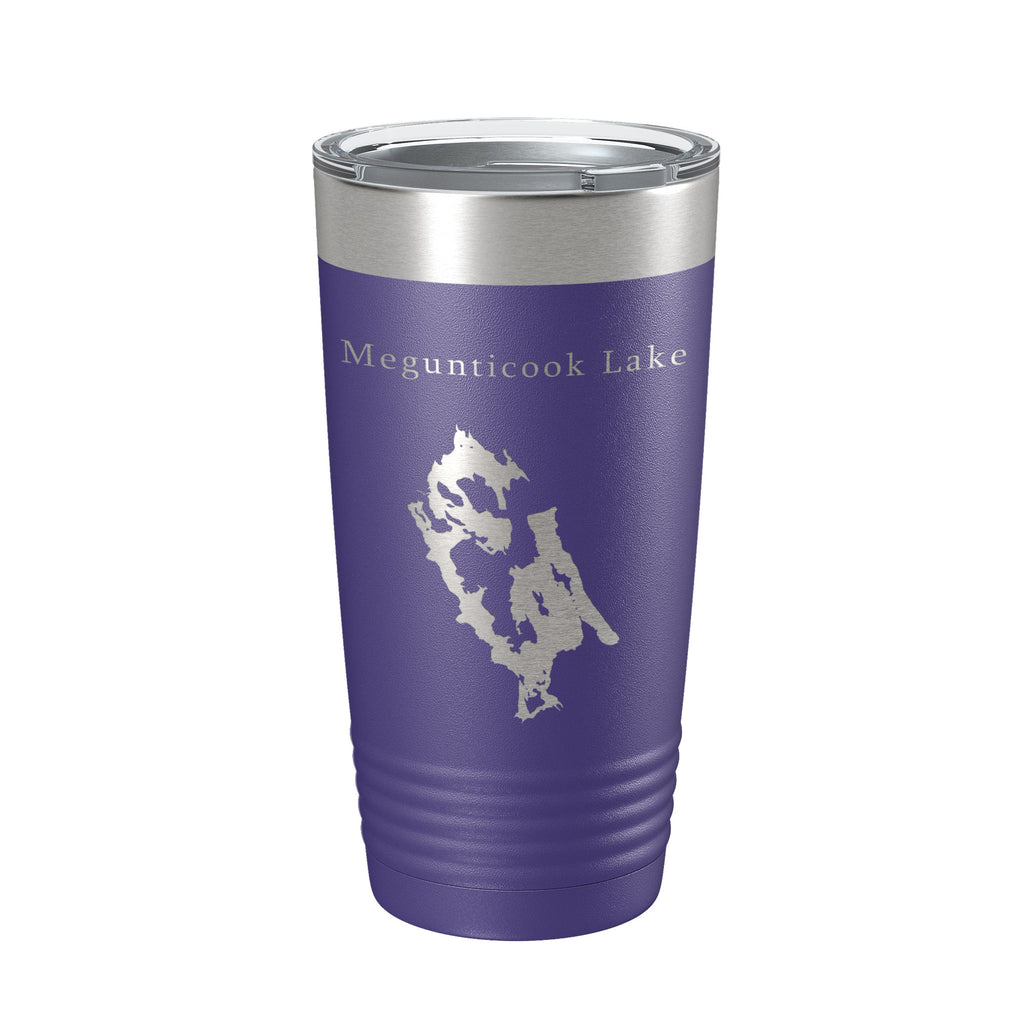 Megunticook Lake Map Tumbler Travel Mug Insulated Laser Engraved Coffee Cup Maine 20 oz