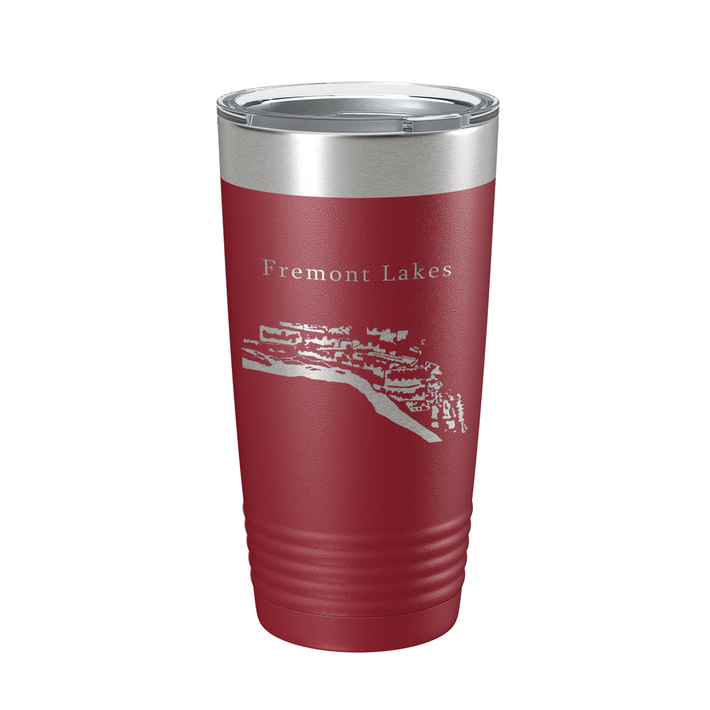 Fremont Lakes Map Tumbler Travel Mug Insulated Laser Engraved Coffee Cup Platte River Nebraska 20 oz