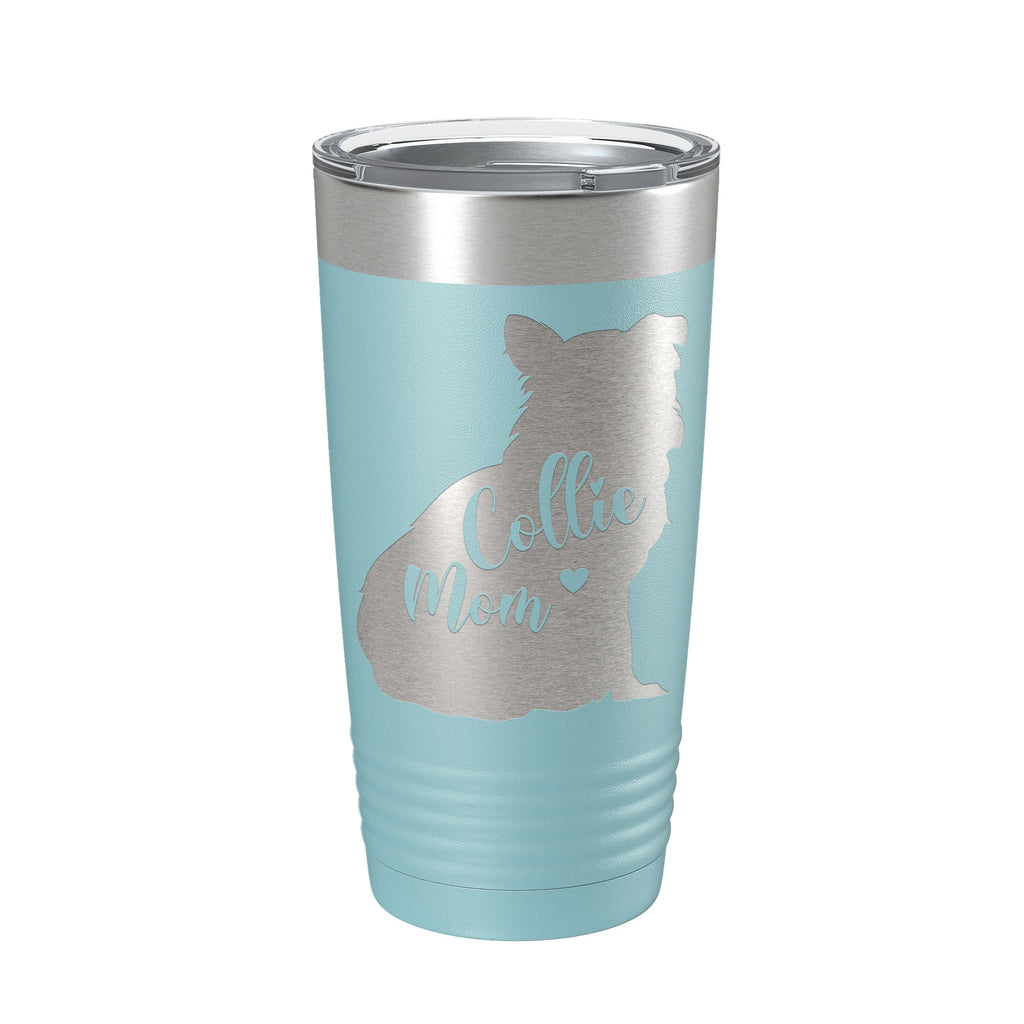 Collie Mom Tumbler Dog Travel Mug Gift Insulated Laser Engraved Coffee Cup 20 oz