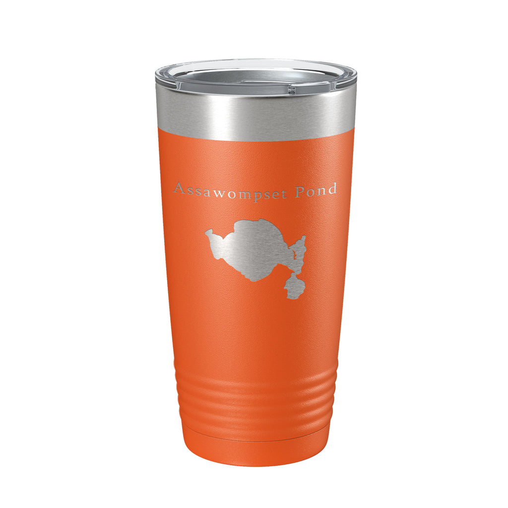 Assawompset Pond Tumbler Lake Map Travel Mug Insulated Laser Engraved Coffee Cup Massachusetts 20 oz