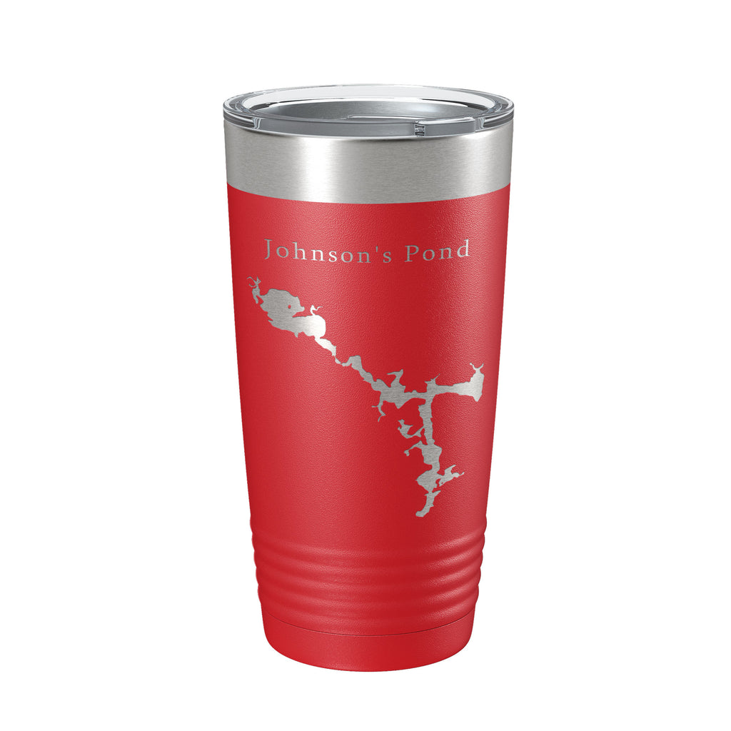 Johnson's Pond Tumbler Lake Map Travel Mug Insulated Laser Engraved Coffee Cup Rhode Island 20 oz