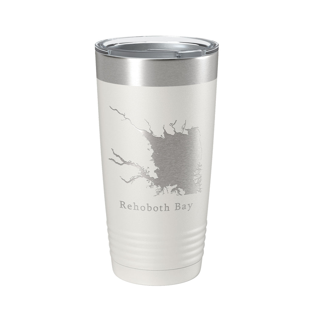 Rehoboth Bay Tumbler Lake Map Travel Mug Insulated Laser Engraved Coffee Cup Delaware 20 oz