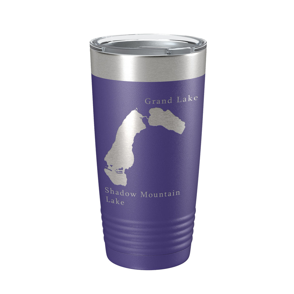 Shadow Mountain & Grand Lakes Map Tumbler Travel Mug Insulated Laser Engraved Coffee Cup Colorado 20 oz