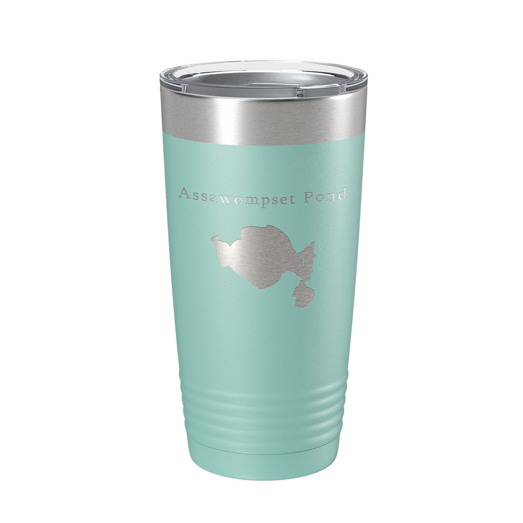 Assawompset Pond Tumbler Lake Map Travel Mug Insulated Laser Engraved Coffee Cup Massachusetts 20 oz