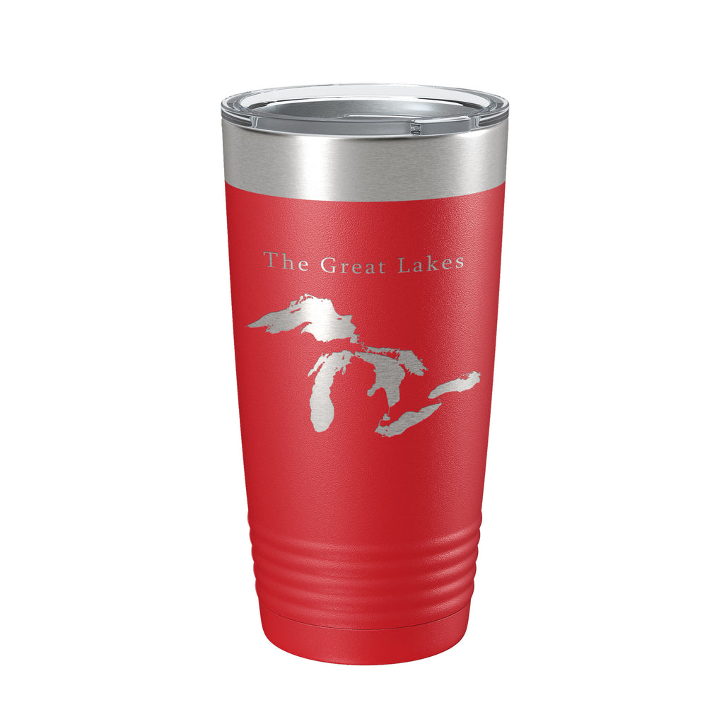 The Great Lakes Map Tumbler Travel Mug Insulated Laser Engraved Coffee Cup Superior Michigan Huron Erie Ontario 20 oz