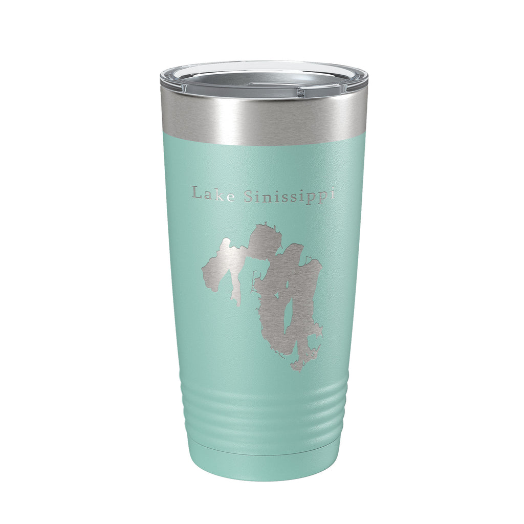 Lake Sinissippi Map Tumbler Travel Mug Insulated Laser Engraved Coffee Cup Wisconsin 20 oz