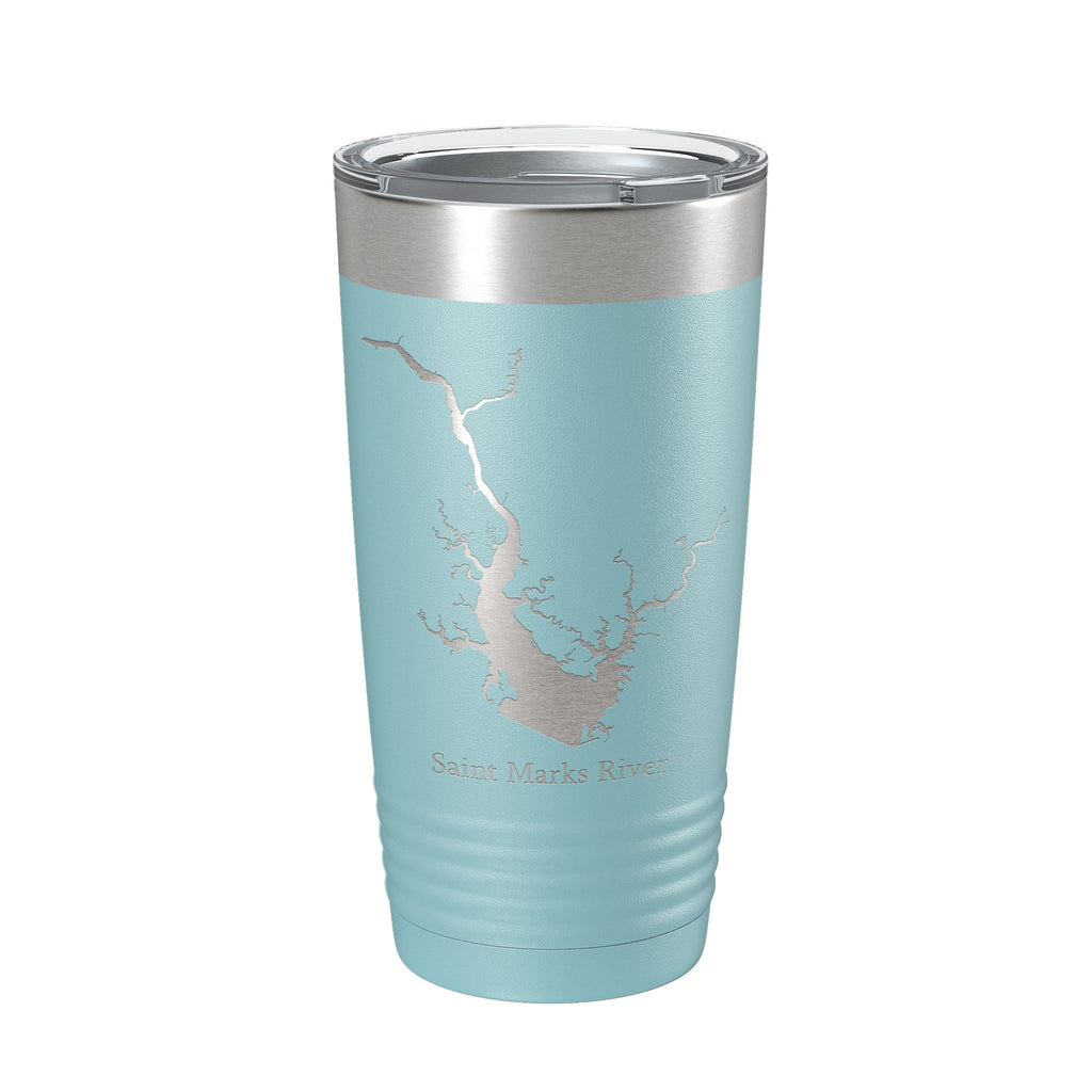 St. Marks River FL Map Tumbler Travel Mug Insulated Laser Engraved Coffee Cup Apalachee Bay Florida Saint 20 oz