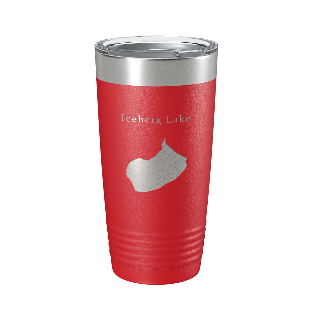 Iceberg Lake Map Tumbler Travel Mug Insulated Laser Engraved Coffee Cup Montana 20 oz
