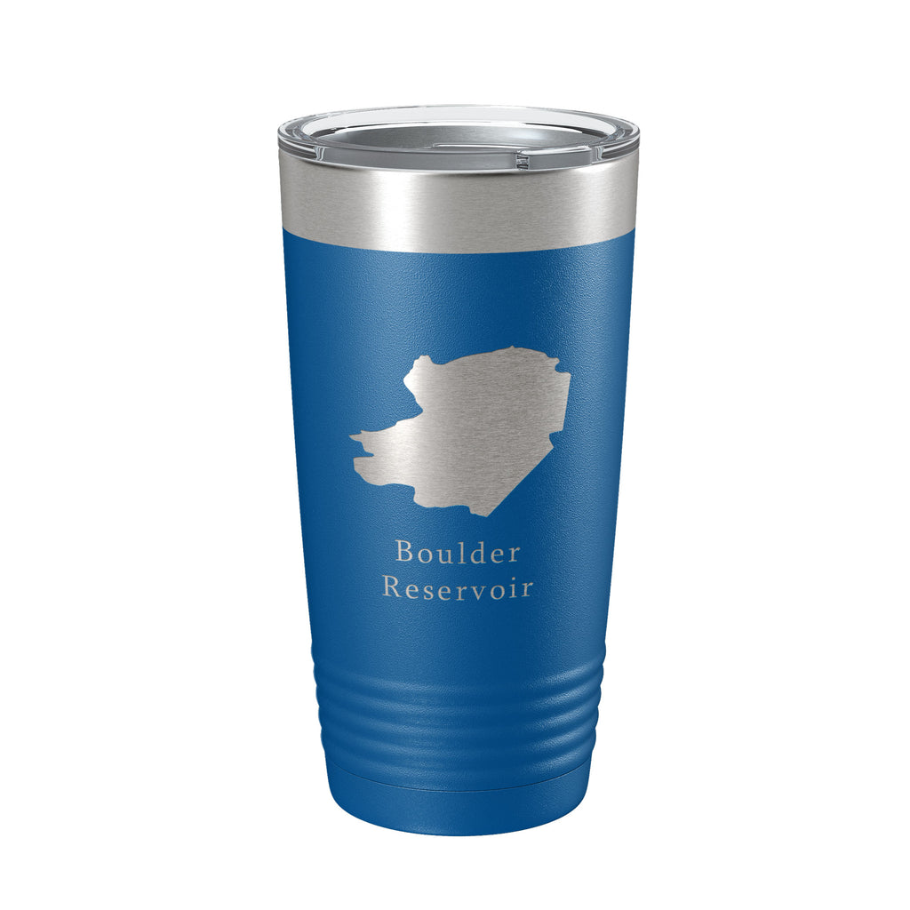 Boulder Reservoir Tumbler Lake Map Travel Mug Insulated Laser Engraved Coffee Cup Colorado 20 oz