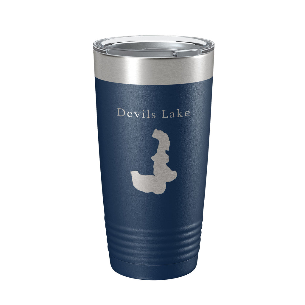 Devils Lake Map Tumbler Travel Mug Insulated Laser Engraved Coffee Cup Michigan 20 oz
