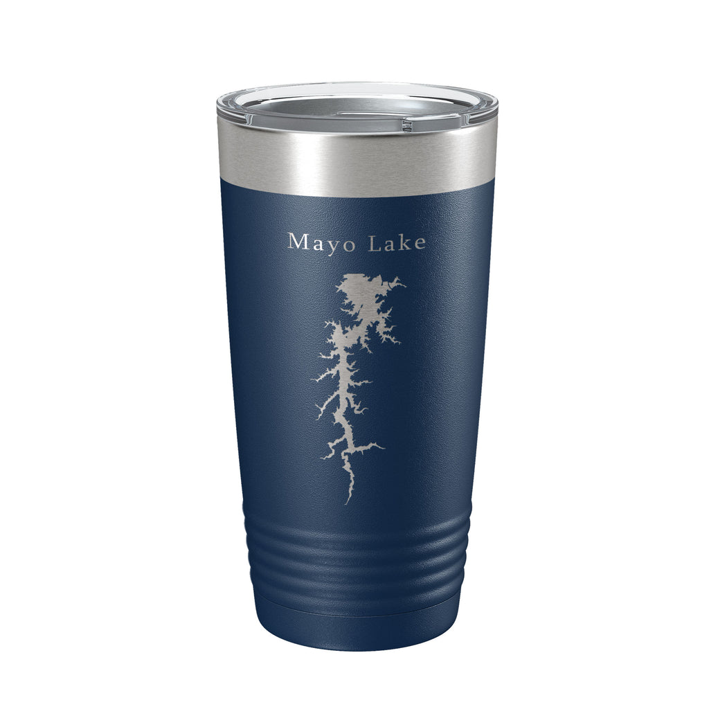 Mayo Lake Map Tumbler Travel Mug Insulated Laser Engraved Coffee Cup North Carolina 20 oz