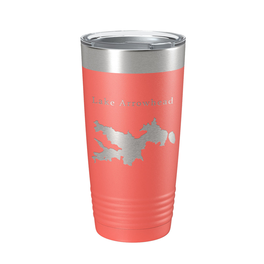 Lake Arrowhead Map Tumbler Travel Mug Insulated Laser Engraved Coffee Cup California 20 oz
