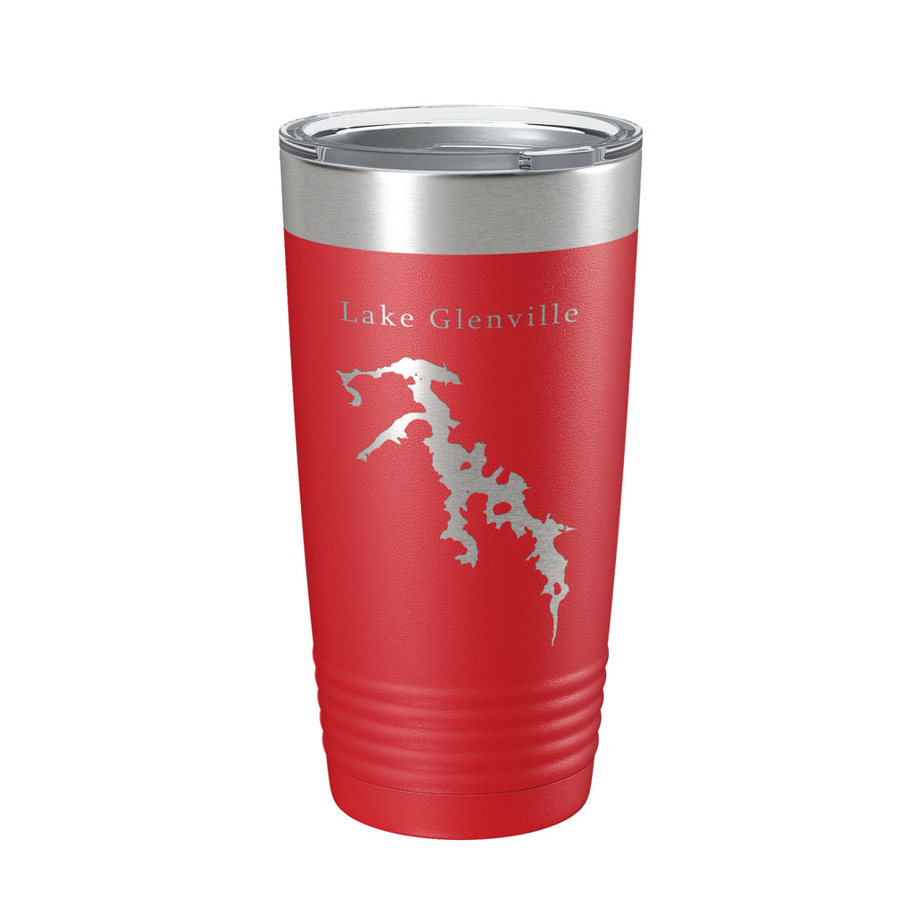Lake Glenville Map Tumbler Travel Mug Insulated Laser Engraved Coffee Cup North Carolina 20 oz