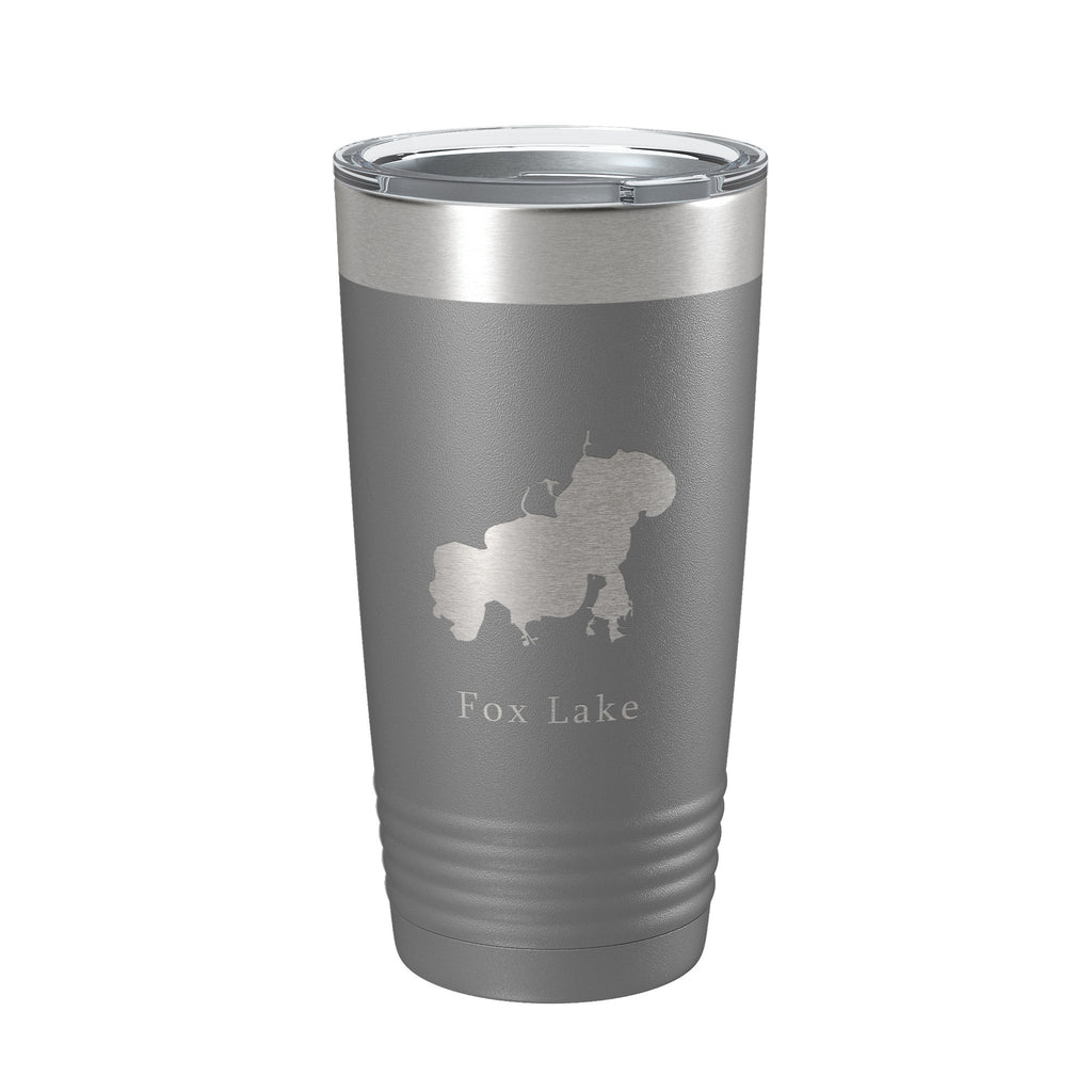Fox Lake Map Tumbler Travel Mug Insulated Laser Engraved Coffee Cup Illinois 20 oz