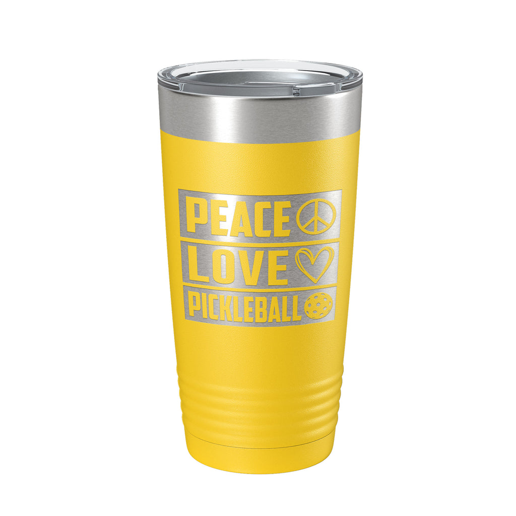 Peace Love Pickleball Tumbler Travel Mug Insulated Laser Engraved Coffee Cup Pickle Ball Gift 20 oz