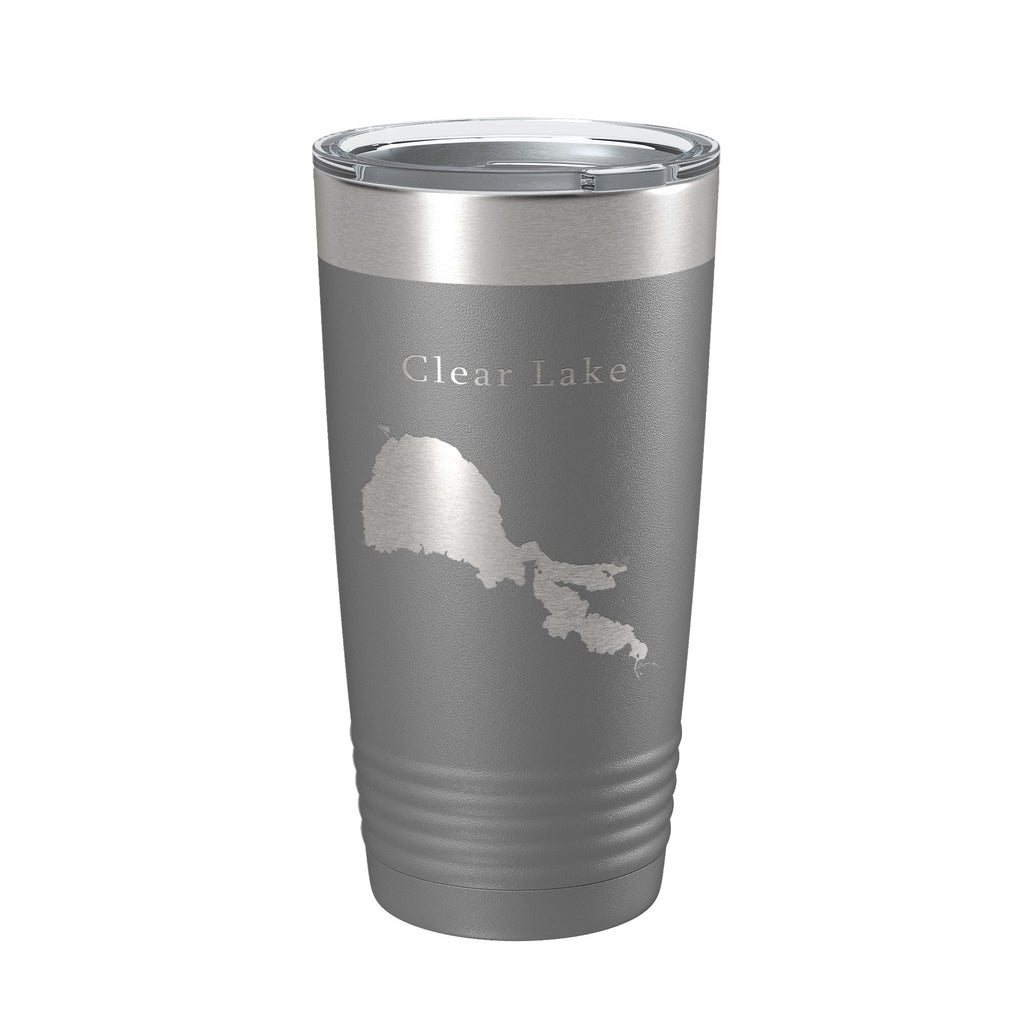 Clear Lake Map Tumbler Travel Mug Insulated Laser Engraved Coffee Cup California 20 oz