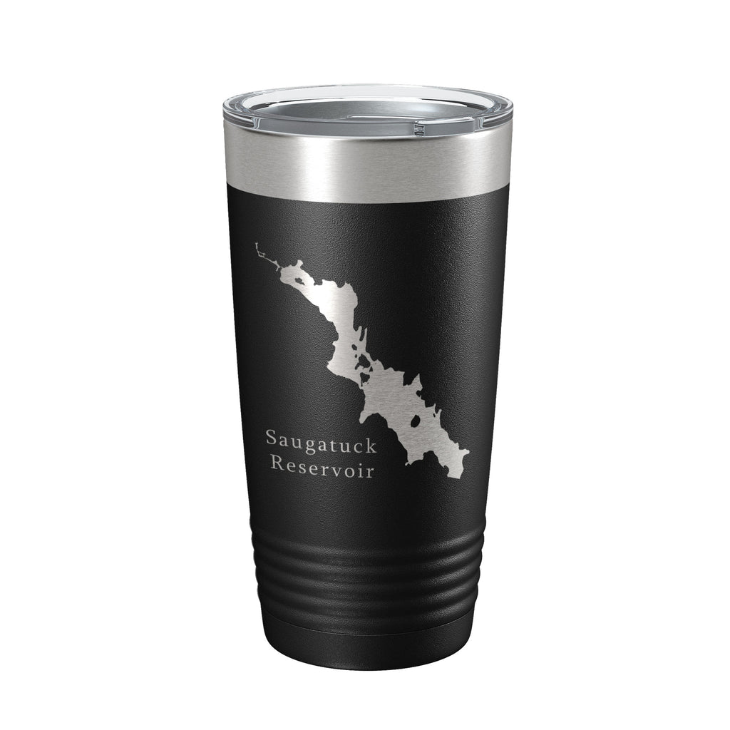 Saugatuck Reservoir Tumbler Lake Map Travel Mug Insulated Laser Engraved Coffee Cup Connecticut 20 oz