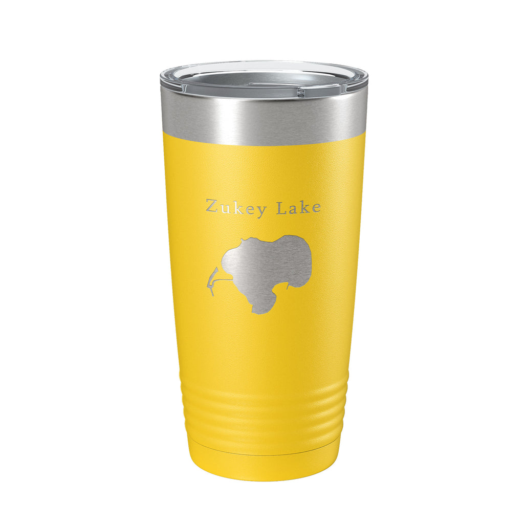 Zukey Lake Map Tumbler Travel Mug Insulated Laser Engraved Coffee Cup Huron River Chain of Lakes Michigan 20 oz