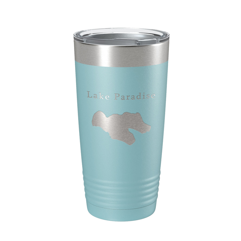 Lake Paradise Map Tumbler Travel Mug Insulated Laser Engraved Coffee Cup Michigan 20 oz