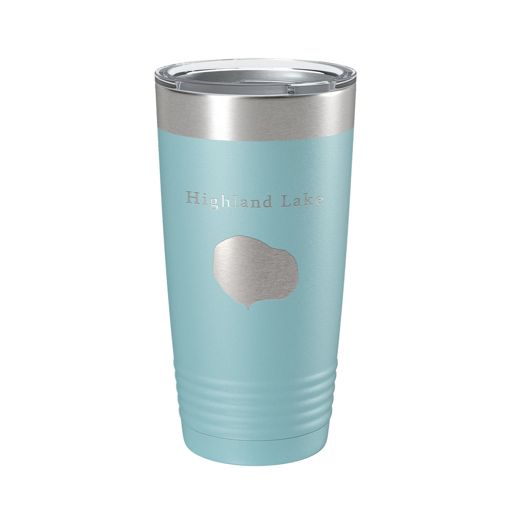 Highland Lake Map Tumbler Travel Mug Insulated Laser Engraved Coffee Cup Illinois 20 oz
