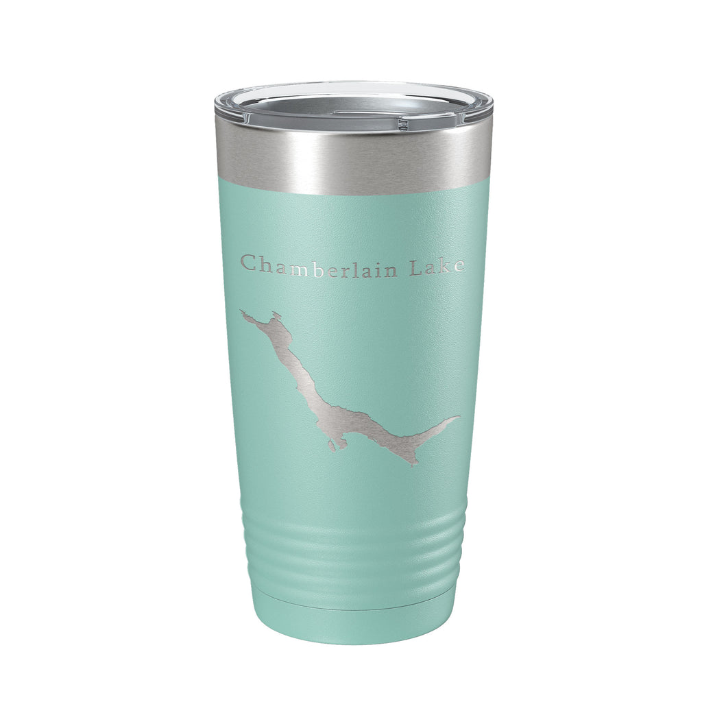 Chamberlain Lake Map Tumbler Travel Mug Insulated Laser Engraved Coffee Cup Maine 20 oz