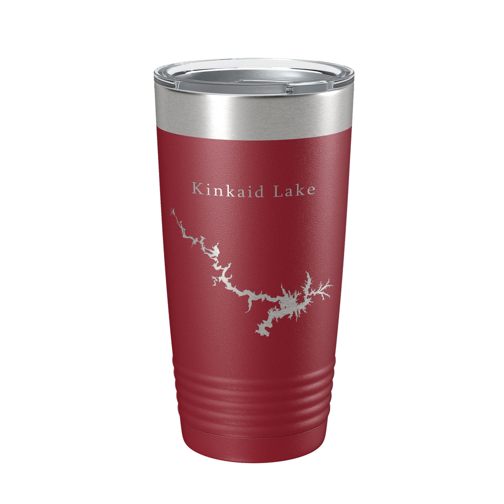 Kinkaid Lake Map Tumbler Travel Mug Insulated Laser Engraved Coffee Cup Illinois 20 oz