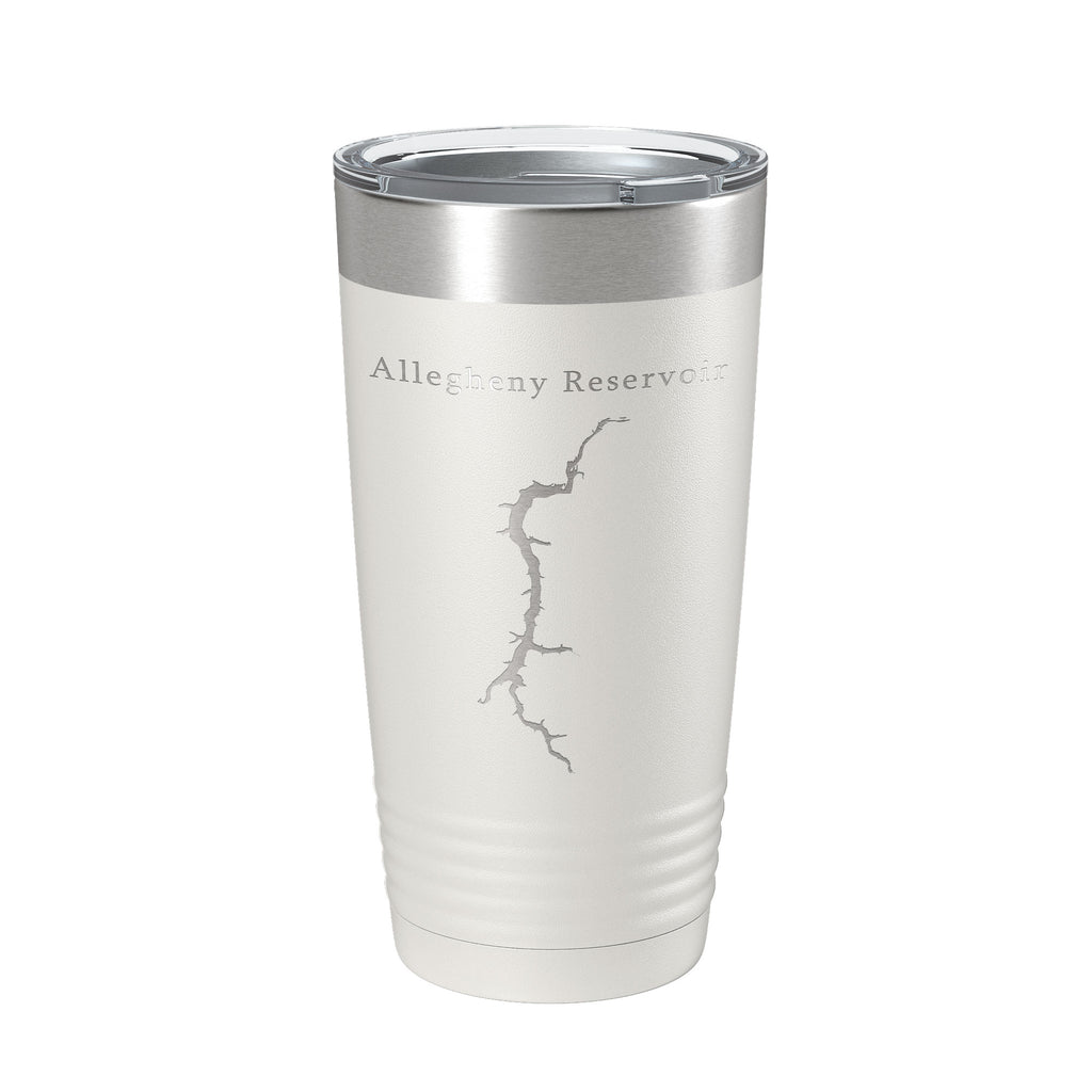 Allegheny Reservoir Tumbler Lake Map Travel Mug Insulated Laser Engraved Coffee Cup New York Pennsylvania 20 oz