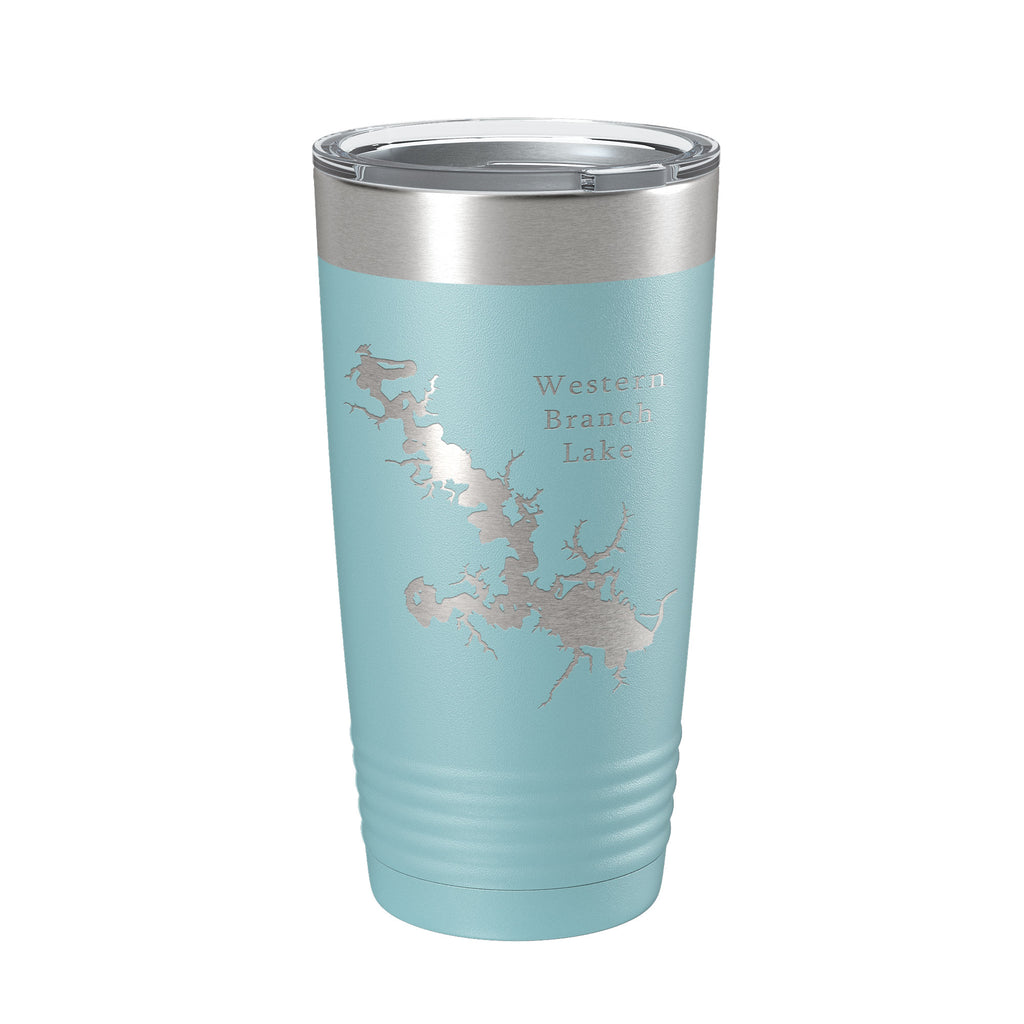 Western Branch Lake Reservoir Map Tumbler Travel Mug Insulated Laser Engraved Coffee Cup Suffolk Virginia 20 oz