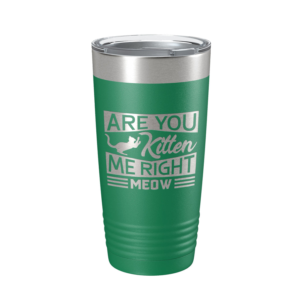 Are You Kitten Me Right Meow Tumbler Travel Mug Funny Cat Lover Gift Insulated Laser Engraved Coffee Cup 20 oz
