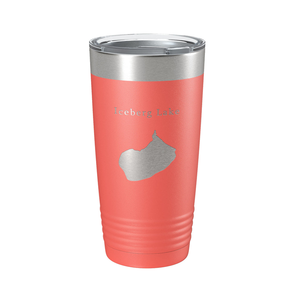 Iceberg Lake Map Tumbler Travel Mug Insulated Laser Engraved Coffee Cup Montana 20 oz