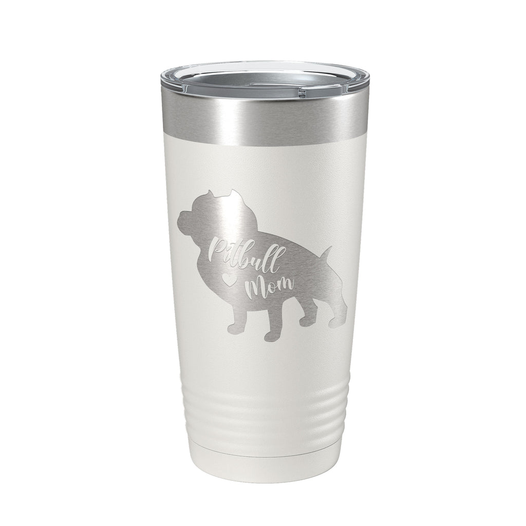 Pitbull Mom Tumbler Dog Travel Mug Gift Insulated Laser Engraved Coffee Cup Pit Bull 20 oz