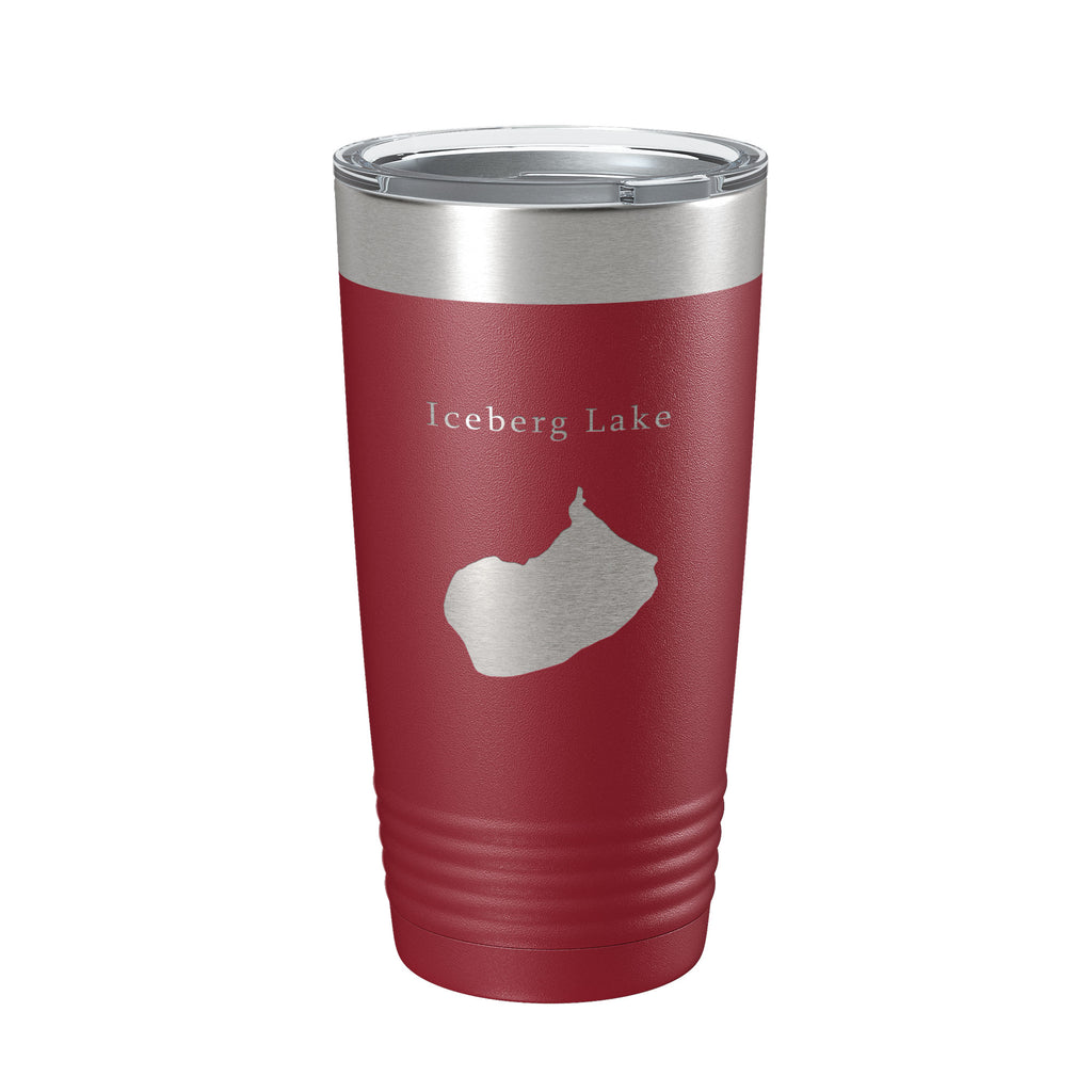 Iceberg Lake Map Tumbler Travel Mug Insulated Laser Engraved Coffee Cup Montana 20 oz