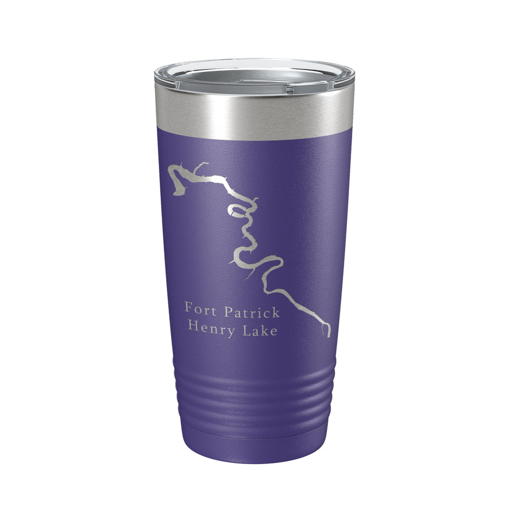 Fort Patrick Henry Lake Map Tumbler Travel Mug Insulated Laser Engraved Coffee Cup Tennessee 20 oz