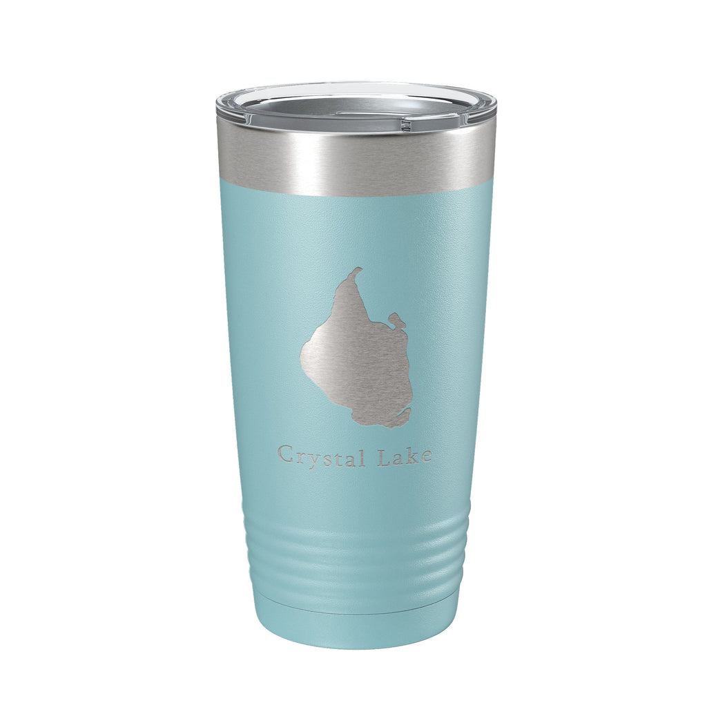 Crystal Lake Map Tumbler Travel Mug Insulated Laser Engraved Coffee Cup Connecticut 20 oz