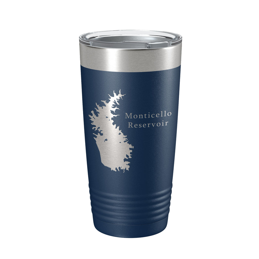 Monticello Reservoir Tumbler Lake Map Travel Mug Insulated Laser Engraved Coffee Cup South Carolina 20 oz