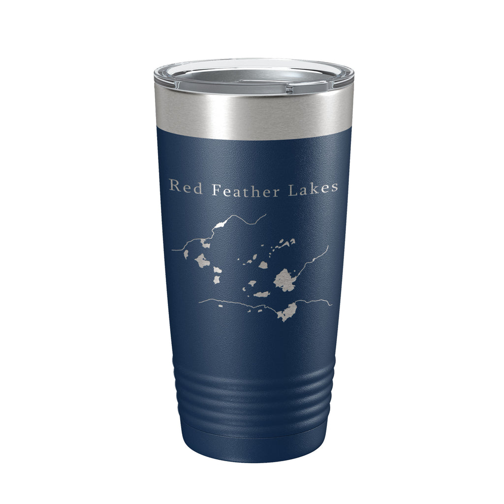Red Feather Lakes Map Tumbler Travel Mug Insulated Laser Engraved Coffee Cup Colorado 20 oz