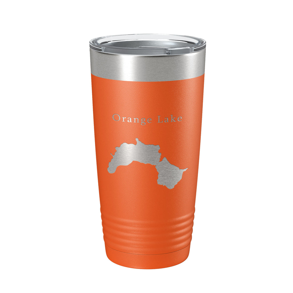 Orange Lake Map Tumbler Travel Mug Insulated Laser Engraved Coffee Cup Maine 20 oz