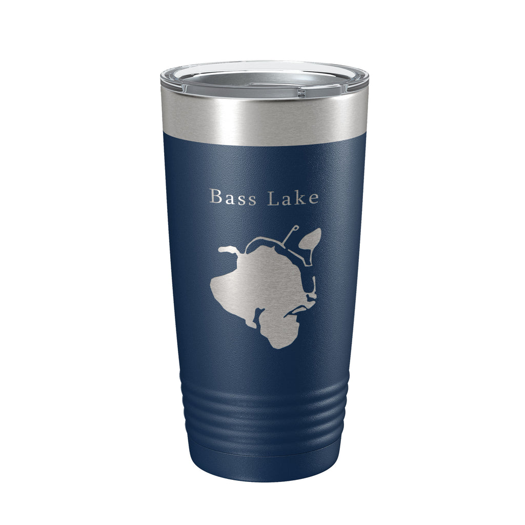 Bass Lake Map Tumbler Travel Mug Insulated Laser Engraved Coffee Cup Hamburg Township Huron River Chain of Lakes Michigan 20 oz
