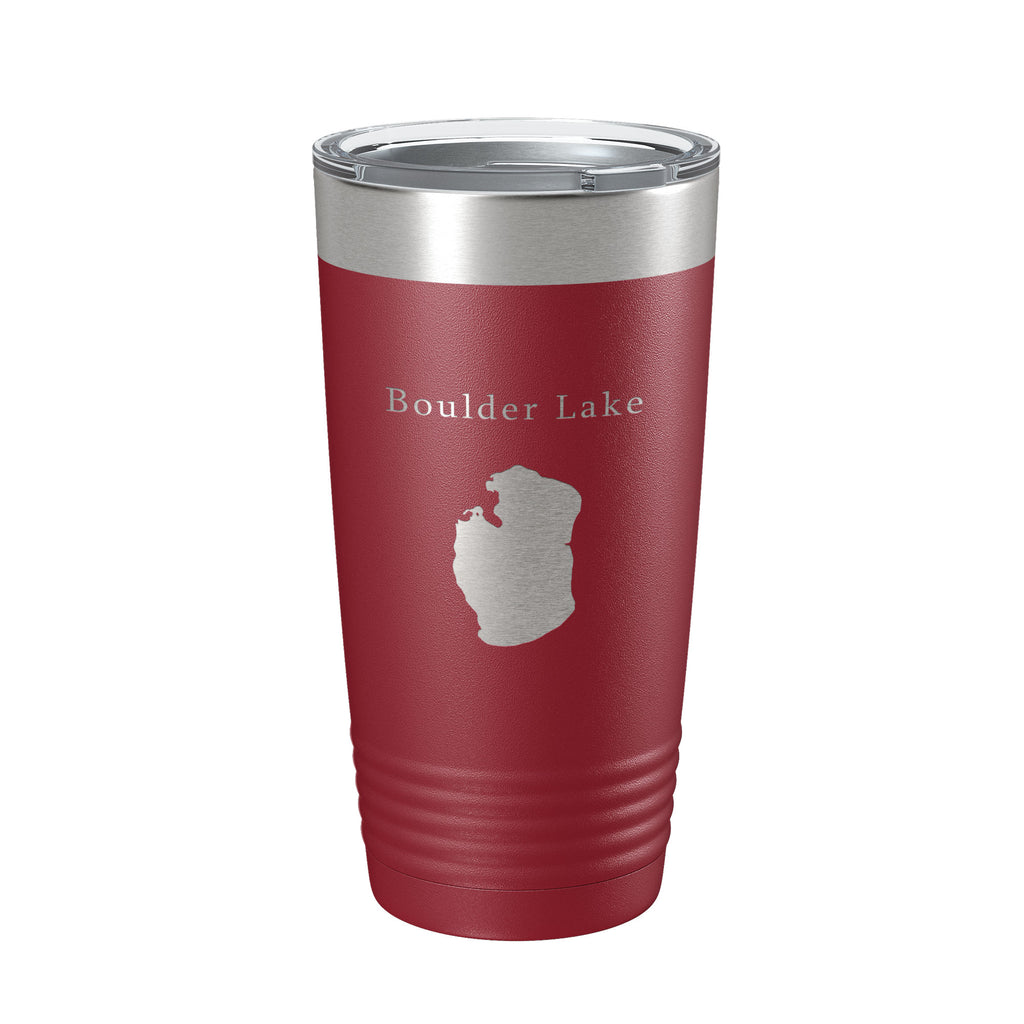 Boulder Lake Map Tumbler Travel Mug Insulated Laser Engraved Coffee Cup Wisconsin 20 oz