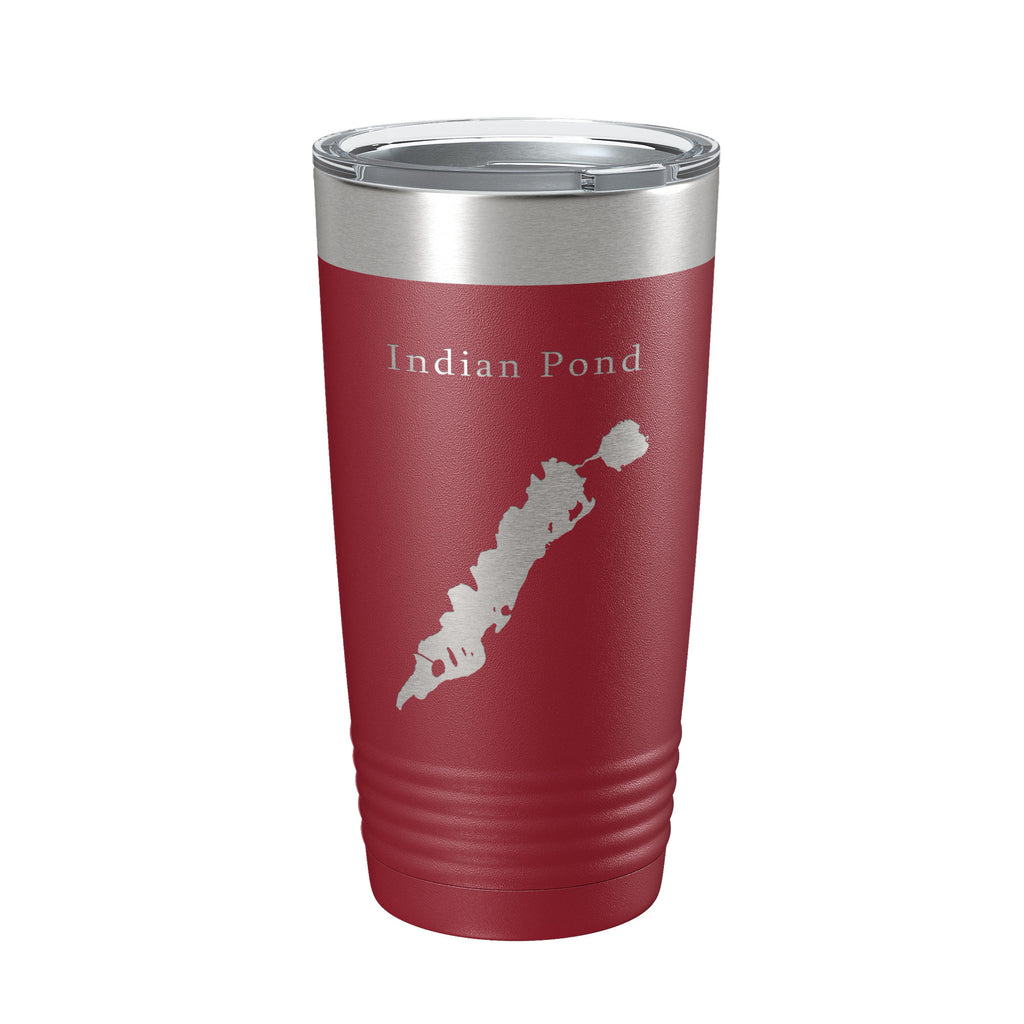 Indian Pond Tumbler Lake Map Travel Mug Insulated Laser Engraved Coffee Cup Maine 20 oz