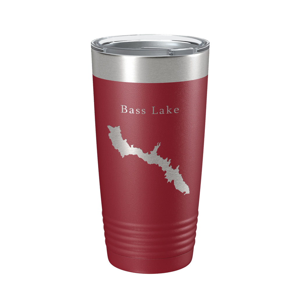 Bass Lake Map Tumbler Travel Mug Insulated Laser Engraved Coffee Cup California 20 oz