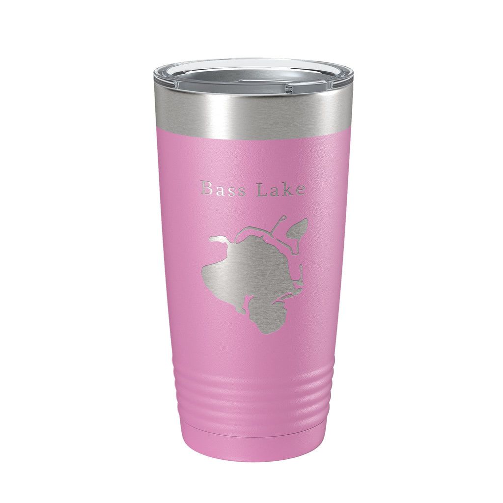Bass Lake Map Tumbler Travel Mug Insulated Laser Engraved Coffee Cup Hamburg Township Huron River Chain of Lakes Michigan 20 oz
