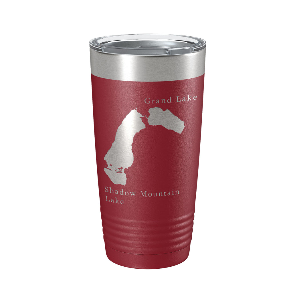 Shadow Mountain & Grand Lakes Map Tumbler Travel Mug Insulated Laser Engraved Coffee Cup Colorado 20 oz